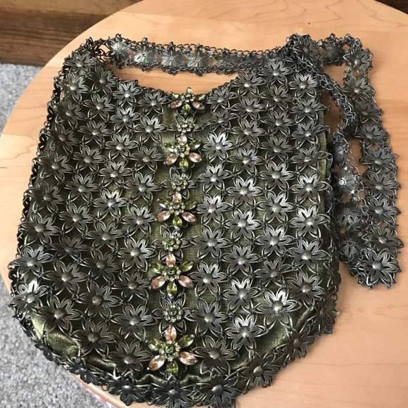 NWOT Kenny Ma Designs, Metal Mesh Evening Shoulder Bag & Matching Purse Hanger - Picture 3 of 8